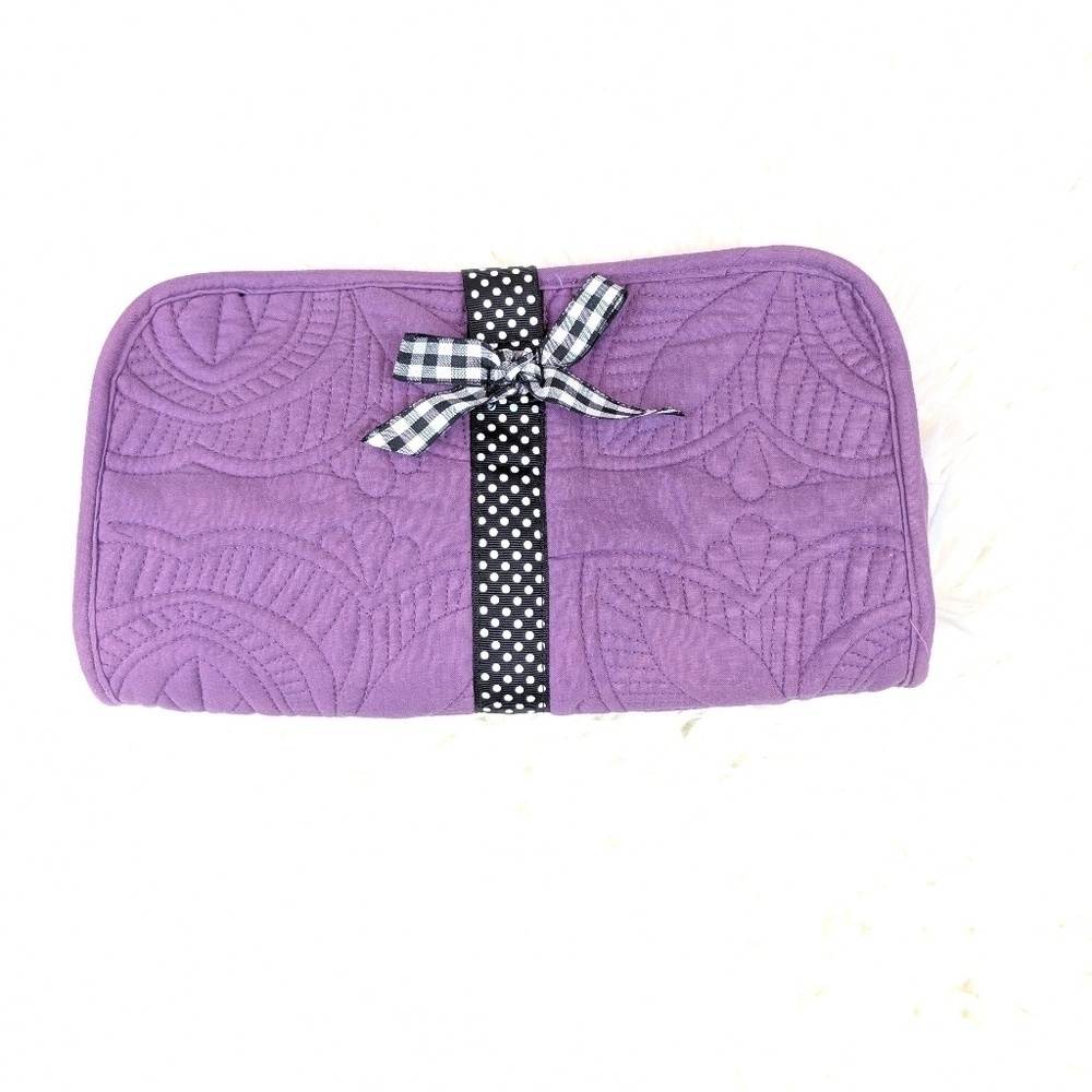 Carleen Powell for Silvestri Purple Quilted Bag Clutch‎ Purse Carryall